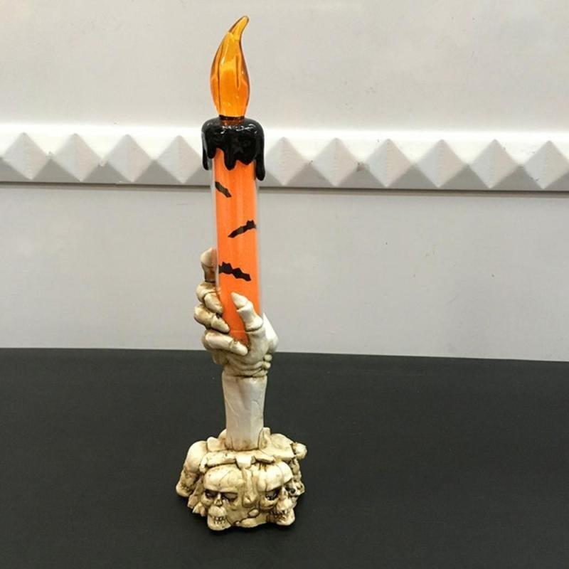 Halloween Party Supplies Horror Grip LED Candle Lamp Skeleton Hand Decor Props 1 Pc