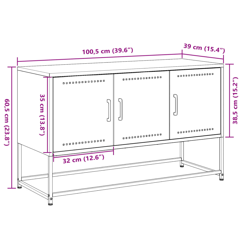 TV Stand Mustard Yellow 100.5 X 39 X 60.5 Cm Steel