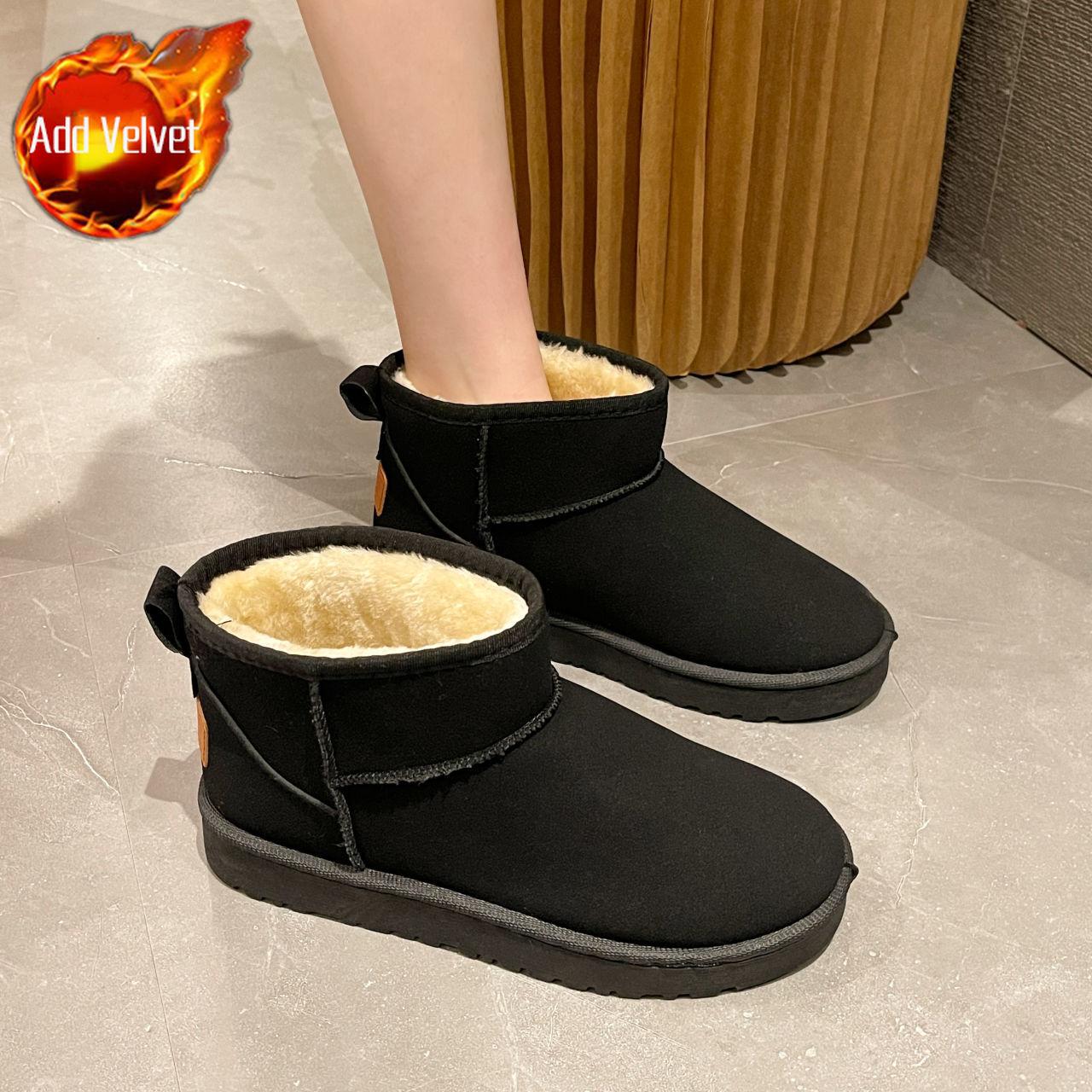 

Fashion Winter Round Toe Booties Flat Ladies Shoes Fleece-lined Women s Snow Boots Plush Warm Trend 2025 Designer Luxury Footwear Sale 36
