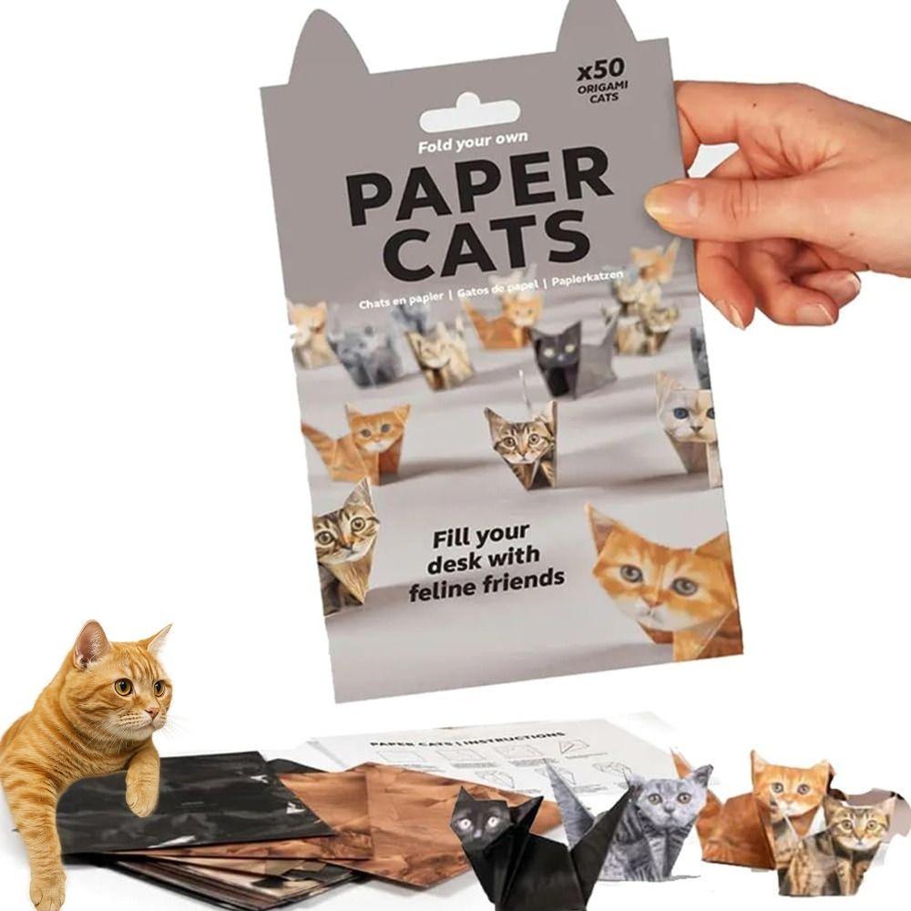Gifts Handmade DIY Paper Cats Kit Creative Cat Lovers Cute Kitten Origami Papercraft Kits Desk Decoration Fold Cute Cat Figures