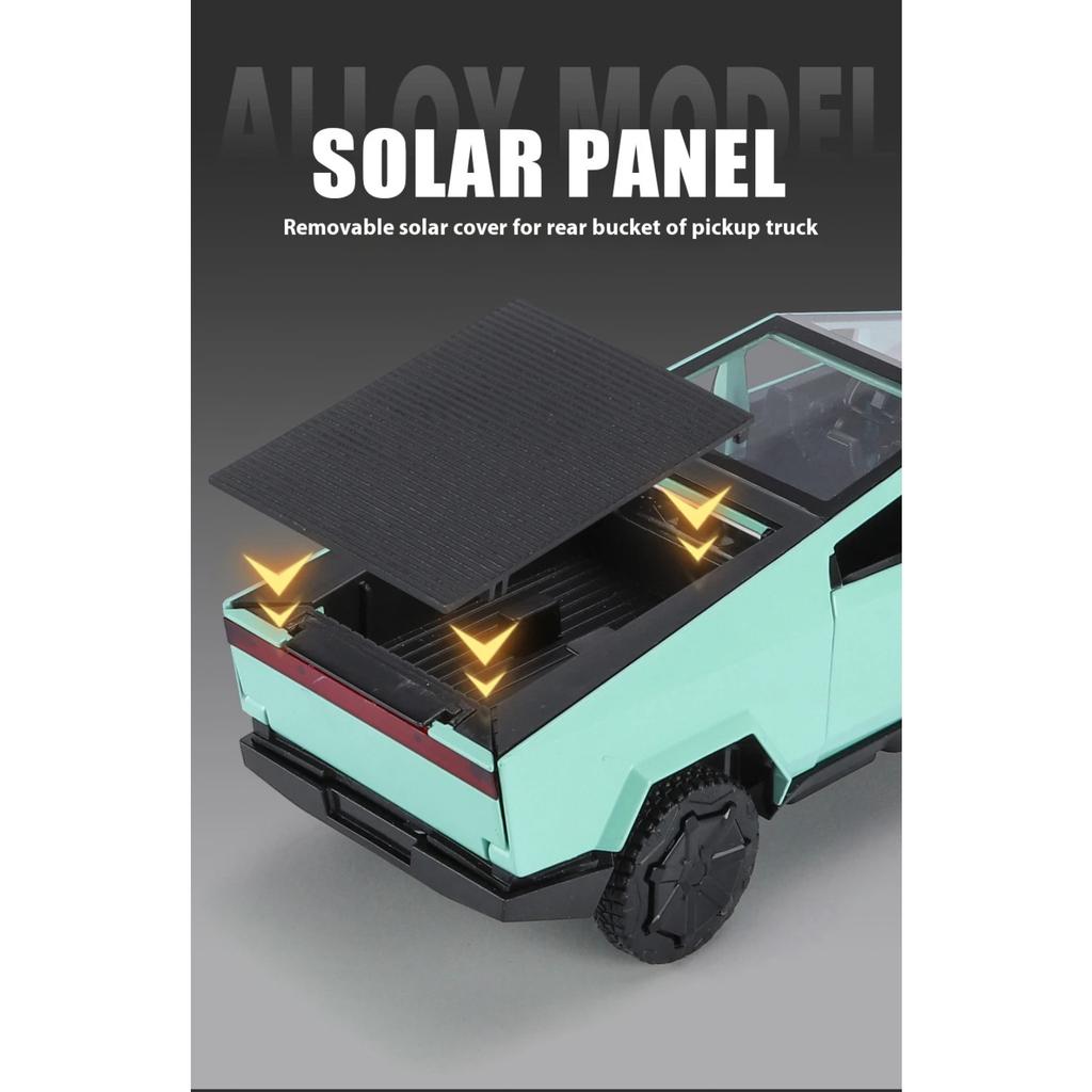 1/32 Tesla Cybertruck Pickup Alloy Diecast Model Car Sound & Light Hobbies Collection Display Decoration Children's Toy Ornaments Gift