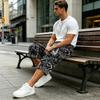 Calções Cargo Camuflados para Homem com Cintura de Cordão - Calções Casuais com Vários Bolsos para Aventuras ao Ar Livre