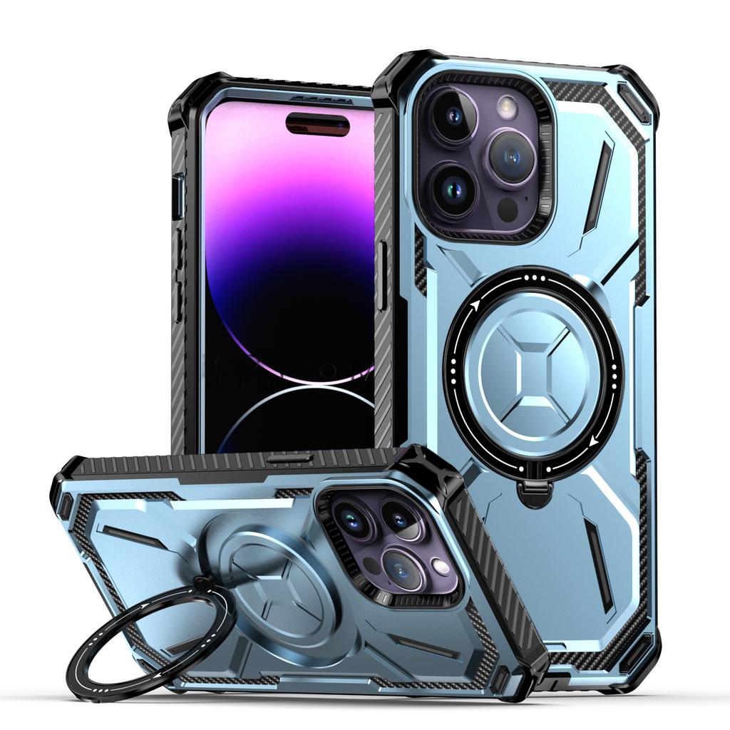 For Apple iPhone 15 14 13 12 11 Pro Max Case Metal Kickstand Magnetic Case with MagSafe, Heavy Duty Bumper Shockproof Phone Case