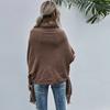 Batwing Long Sleeve Open Stitch Mid-Length Fit Shawl Loose Cardigan Fall Winter Artificial