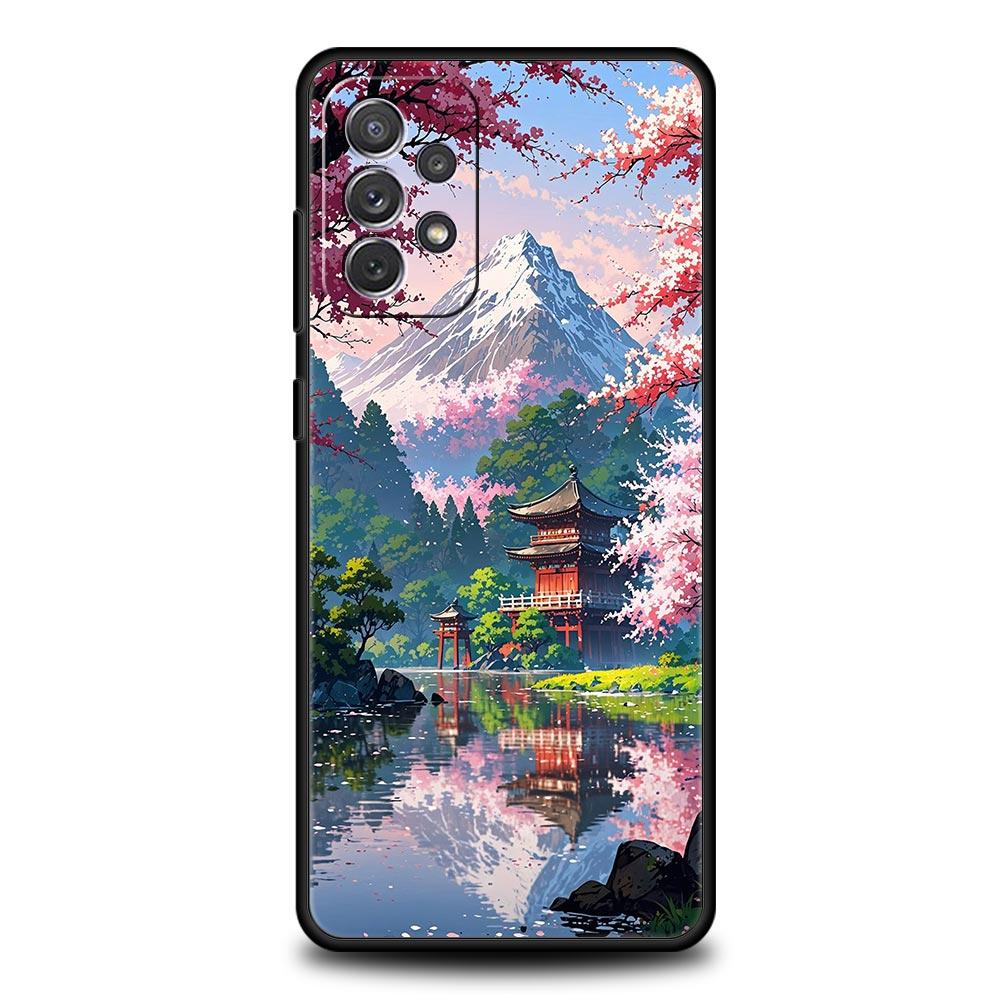 Japan Mount Fuji Painting Cherry blossom Phone Case For Samsung A17 A07 A55 A35 A25 A15 A05 A33 A21s A41 A73 A53 A51 A71 Cover