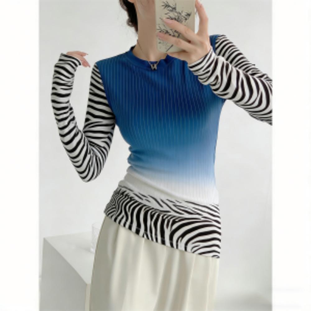 Модная женская футболка с принтом зебры в богемном стиле, пуловер, женская одежда с длинным рукавом, повседневная футболка для улицы, топ S