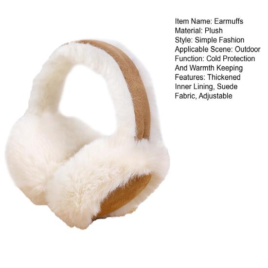 Women Earmuffs Thickened Inner Lining Bow Embellishment Suede Fabric Adjustable Headband Earmuffs Winter Accessory