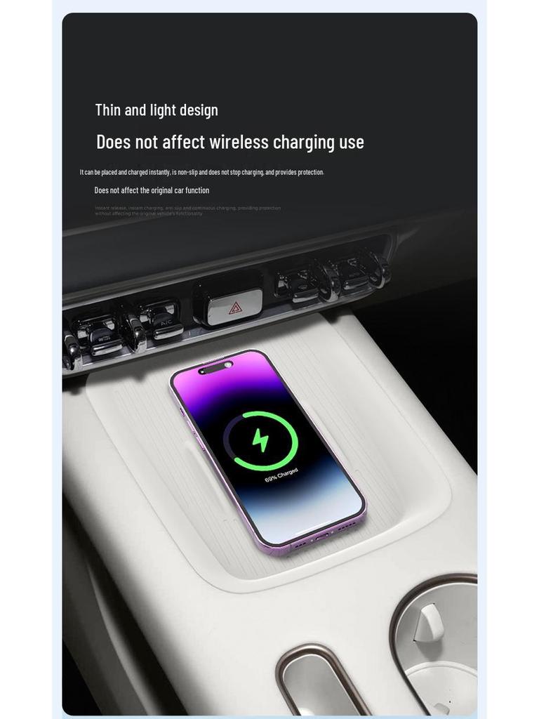 Compatible with 26 Models: ORA 5 Center Console Wireless Charger Silicone Mat - Anti-slip, Dustproof Phone Holder & Interior Accessory.