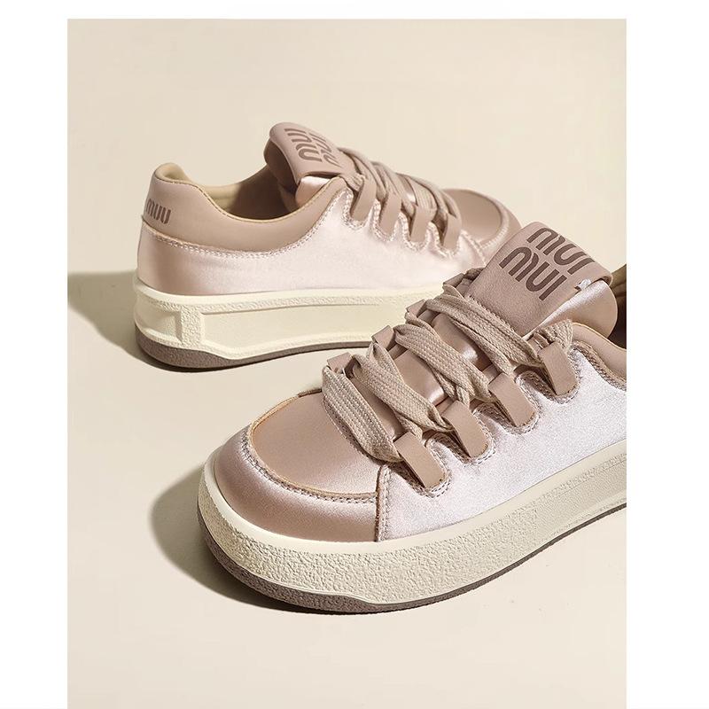 Silk Skate Shoes Early Spring New Genuine Leather Platform White Shoes Women's Shoes Soft Bottom Casual Shoes Sneaker