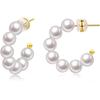 Petites Boucles d'Oreilles Créoles Perles Plaqué Or pour Femmes – Bijoux Cercle Ouvert Légers, Cadeau d'Anniversaire (Compatible avec les oreilles sensibles)