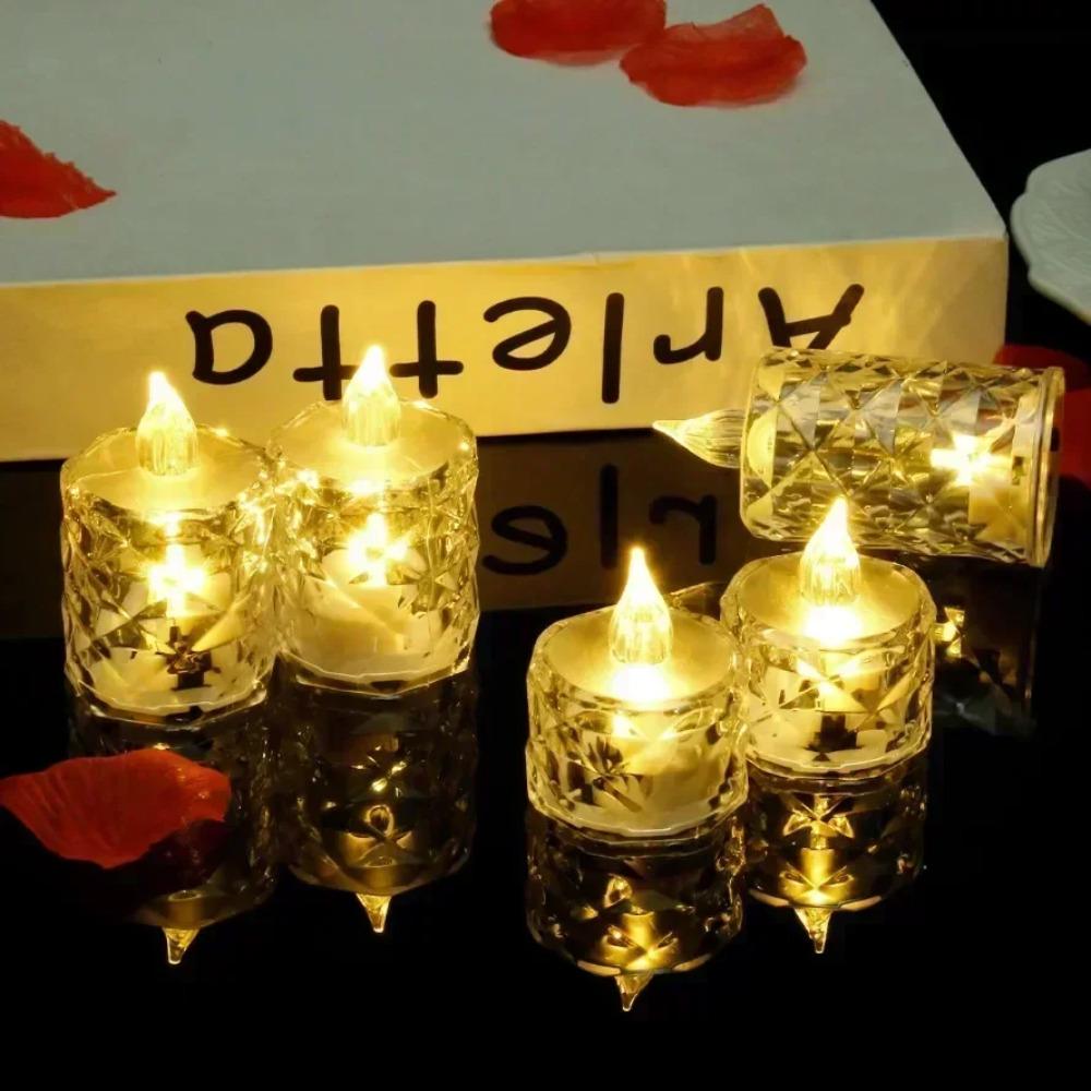 3Pack LED Crystal Candle Light Flameless Candle Light Electronic Night Lamp Dating Party Holiday Home Wedding Decoration