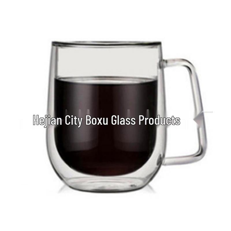 

Жаростойкая кружка для кофе из боросиликатного стекла с двойными стенками, с ручкой и принтом 200-400ml