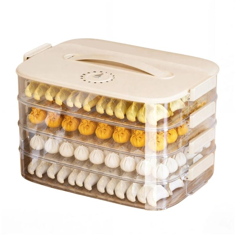 Dumpling Organizers Box Featuring Stackable Designs and Easy Cleaning PP Materials for Kitchen Refrigerator Storage