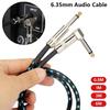 1Pcs TRS 1/4 Inch 6.5mm Audio Cables 1.5/3/6M 90 Degree Electric Guitar Cable Gold Plated Shielded Braided Low Noice Jack Cable