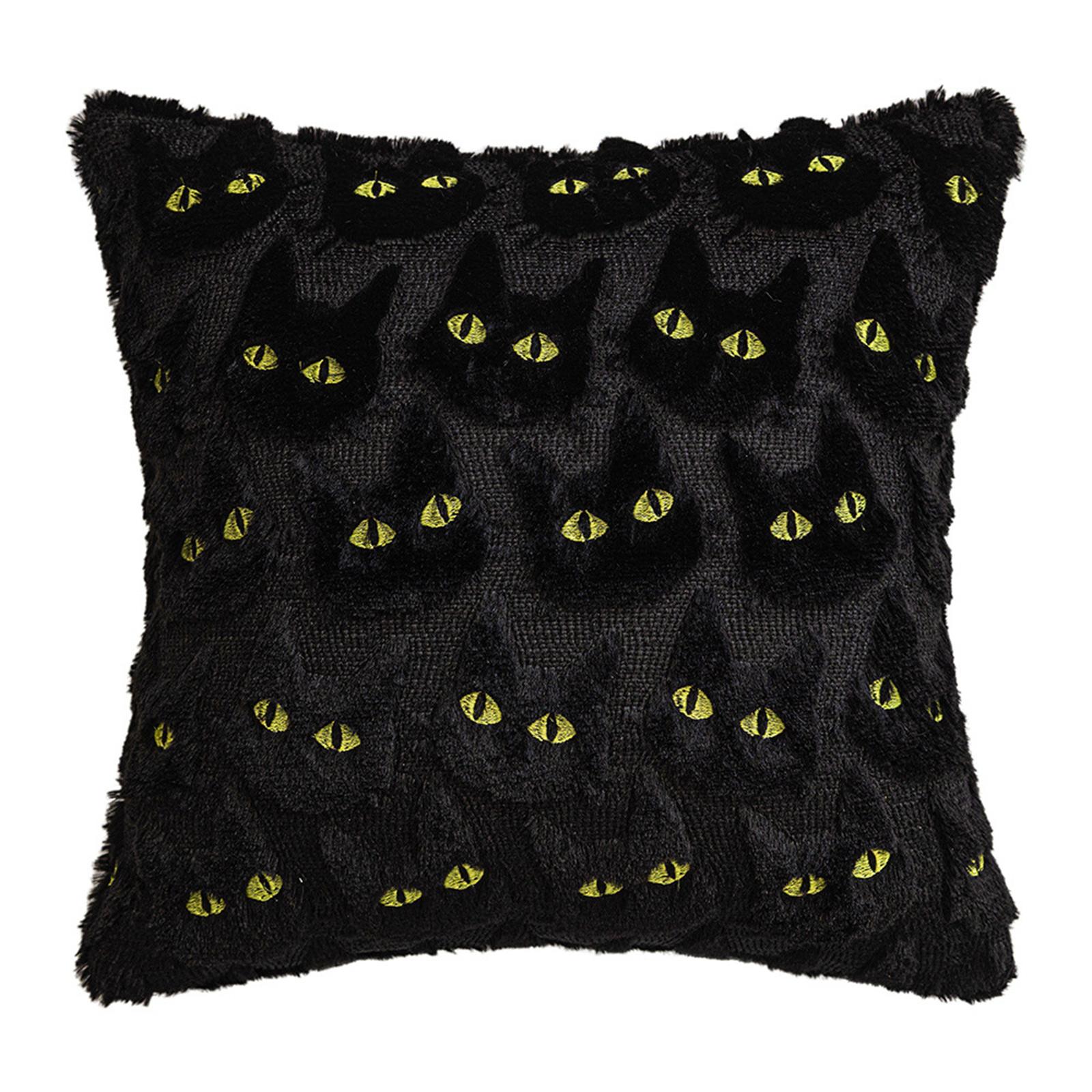 

45x45cmHalloween Plush Pillow Decoration Embroidery Pillowcase Living Room Sofa Cushion Square Pillowcase One Size
