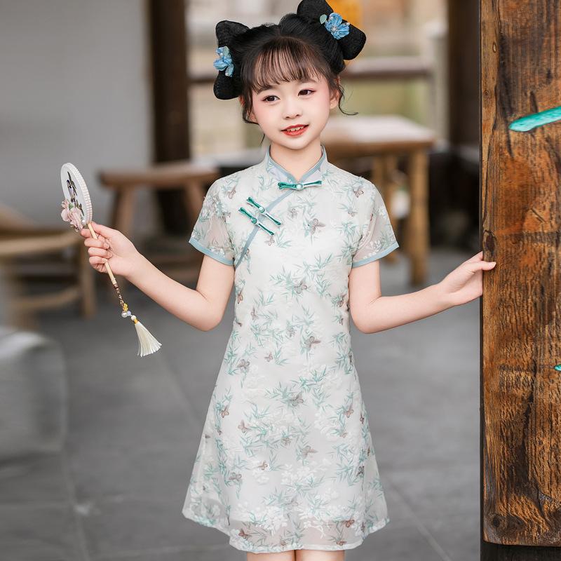 2026 New Chinese Style Elegant Princess Qipao Dress for Girls - Summer Hanfu 140 cm покинуть белый