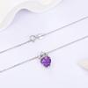 Heart 8.00mm nautral Amethyst pendant Crown design 925 Sterling silver necklace luxury fine jewelry for women's anniversary gift