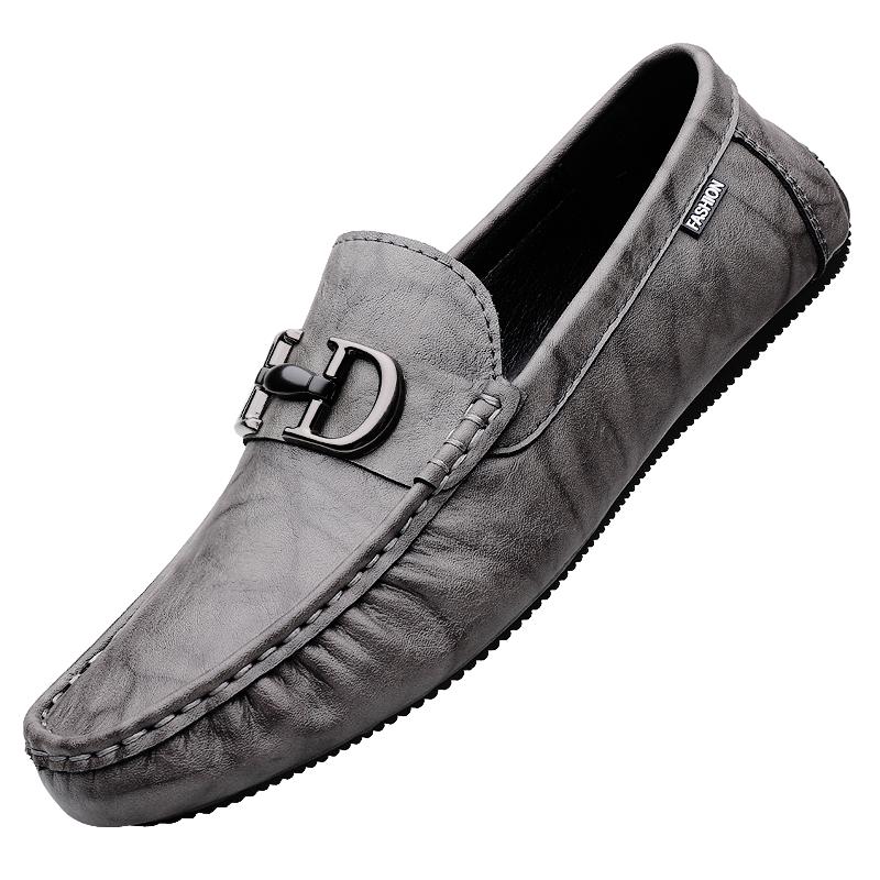 Light Luxury Leather Trend Feet Men's Casual Leather Shoes Cowhide Soft Sole Men's Loafers Office Business Wedding Shoes