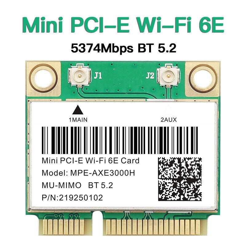 Mini PCI-E WiFi 6E Card MPE-AXE3000H - Tri-Band 802.11AX, BT5.2 Wireless Adapter for PC