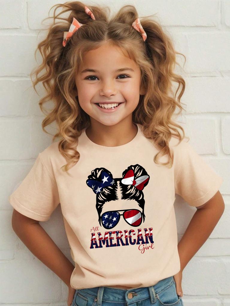 Summer Fashion Girls Short Sleeve T-Shirt Printed Casual Versatile Top