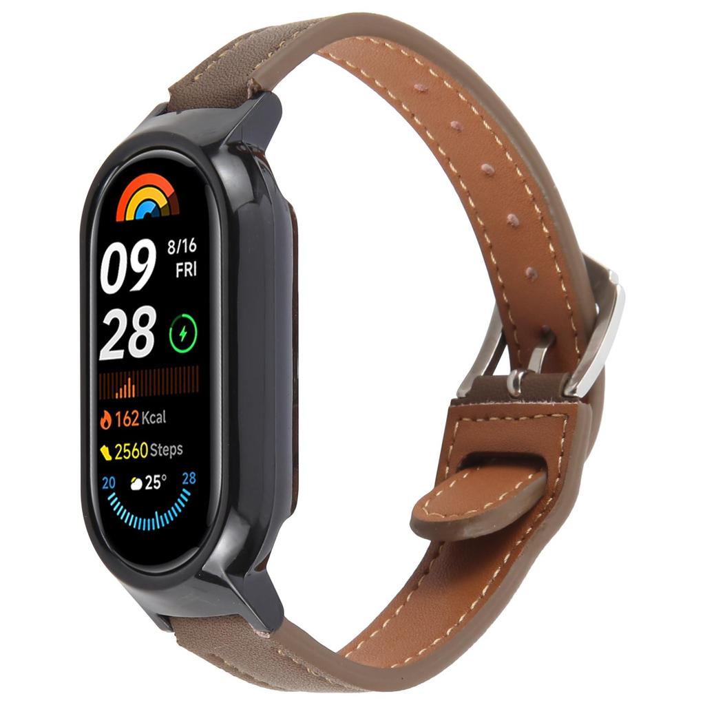 For Xiaomi Smart Band 8 PC Watch Case Integrated Ultra Fiber Leather Quick Release Watch Strap