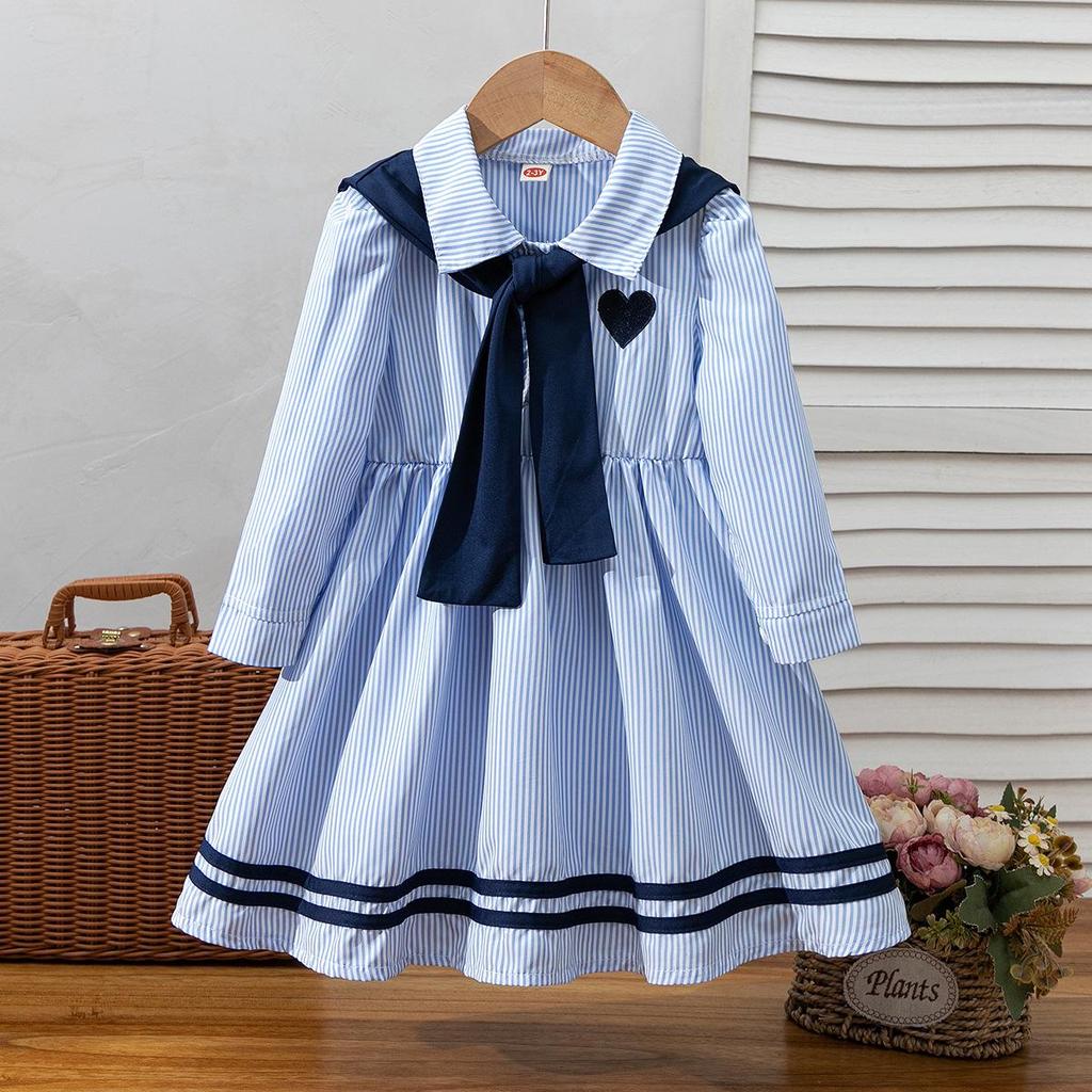 2025 Autumn Girls' Two-piece Set: Turn-down Collar Shirt Dress with Casual Small Shawl