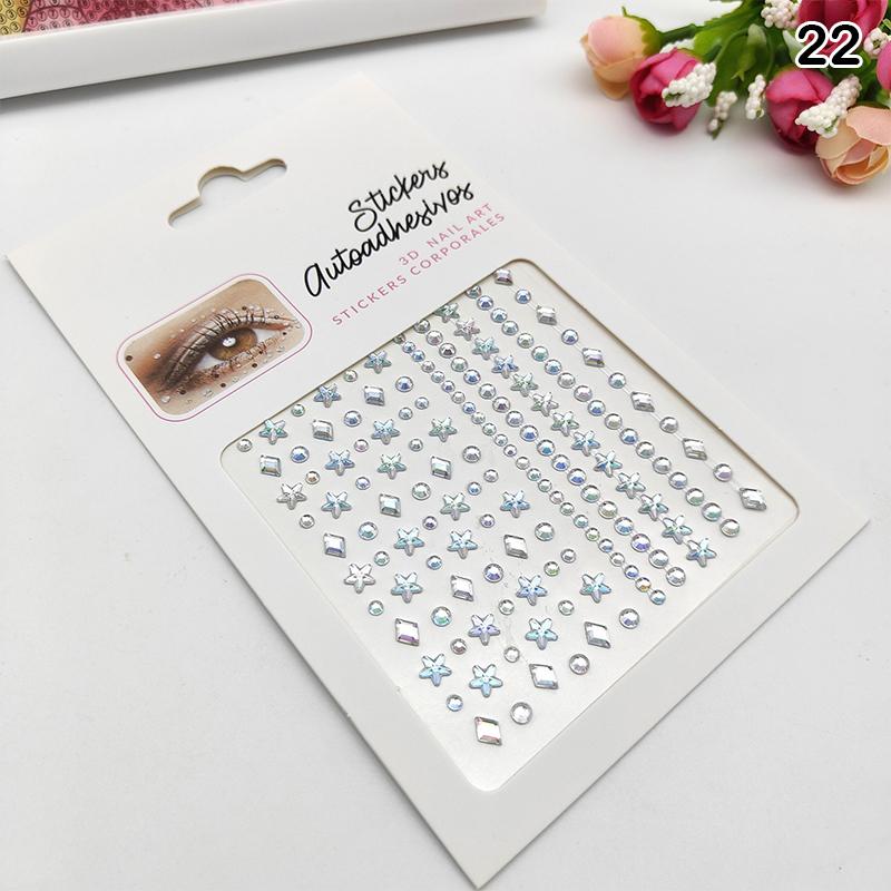 Gesichtsstein-Aufkleber 5D Bunter Strass-Tattoo-Lidschatten-Aufkleber für Festival Nägel Körper Make-up Bling Schmuck DIY Dekor