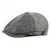 Men Retro Newsboy Hat Summer Breathable Faux Linen Flat Cap British Style Octagonal Baker Boy Cap Vintage Gatsby Ivy Hat for Men Women