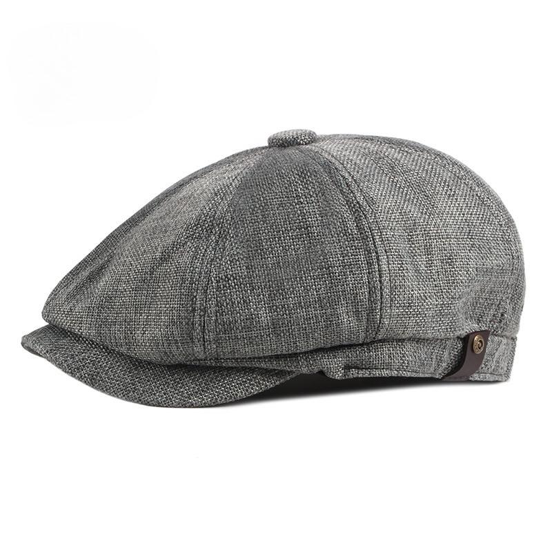 Men Retro Newsboy Hat Summer Breathable Faux Linen Flat Cap British Style Octagonal Baker Boy Cap Vintage Gatsby Ivy Hat for Men Women