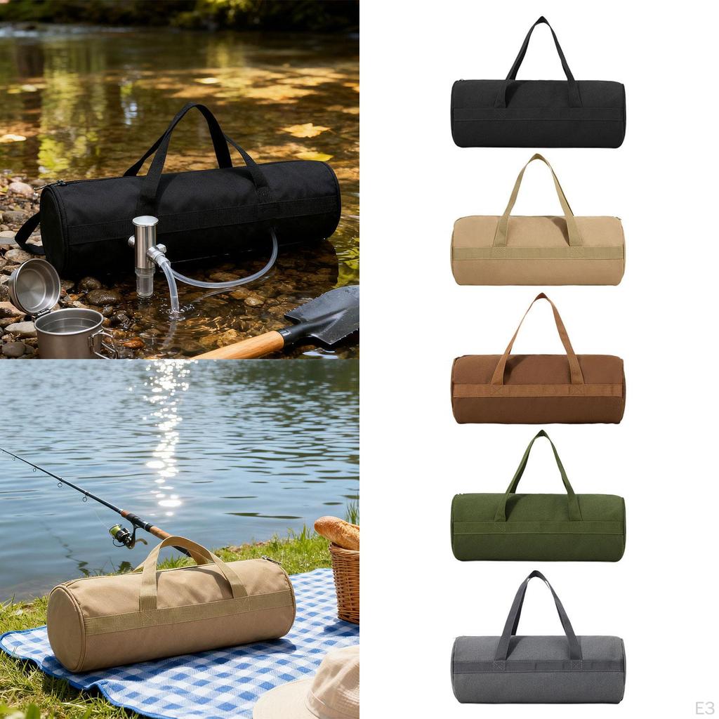 Outdoor Storage Bag Canvas Camping Equipment Organizer Tent Stakes Zipper Carrying Portable
