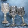 Medieval Goblet Dragon Chalice Silver Skulls Bones Fantasy Dragon Blood Wine Goblet Stainless Steel Halloween Coffee Beer Cup
