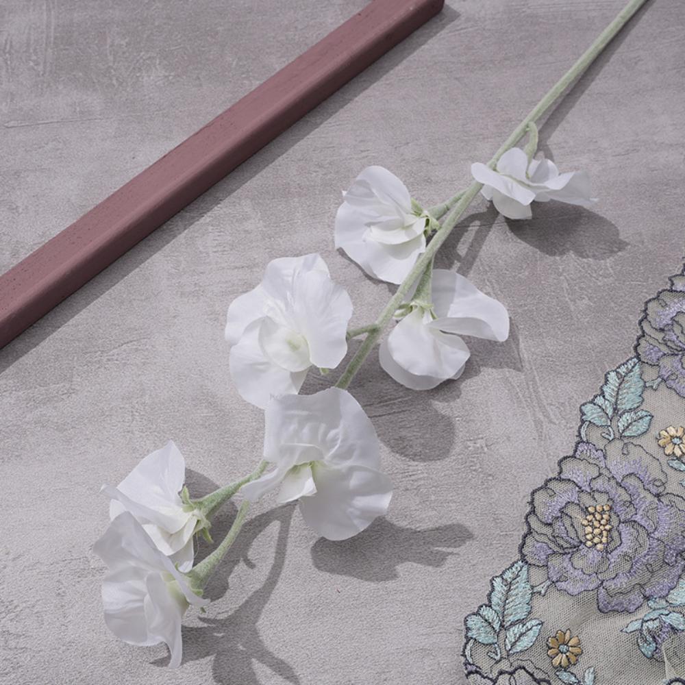 

Flocked Fake Flower 63cm Artificial Bouquet New Simulation Pea Flower Home Ornament білий