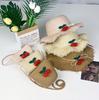 Children Straw Hat + Shoulder Bag Summer Kids Girl Baby 2pcs Set Cute Cherry Bucket Hat For Outdoor Beach Holiday