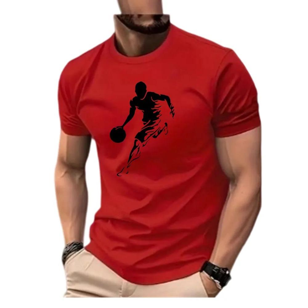 Creative Skull Play Ball Pattern Print Short Sleeve T-shirt Summer Comfortable Fashionable Breathable Casual Versatile Sports Men's Cotton T-shirt