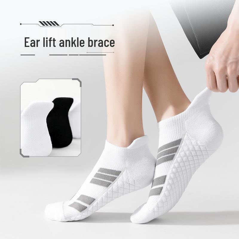 Herren Geruchshemmende Rutschfeste Knöchel Badminton Socken mit Dickem Frottee Boden für Laufen, Große Größen