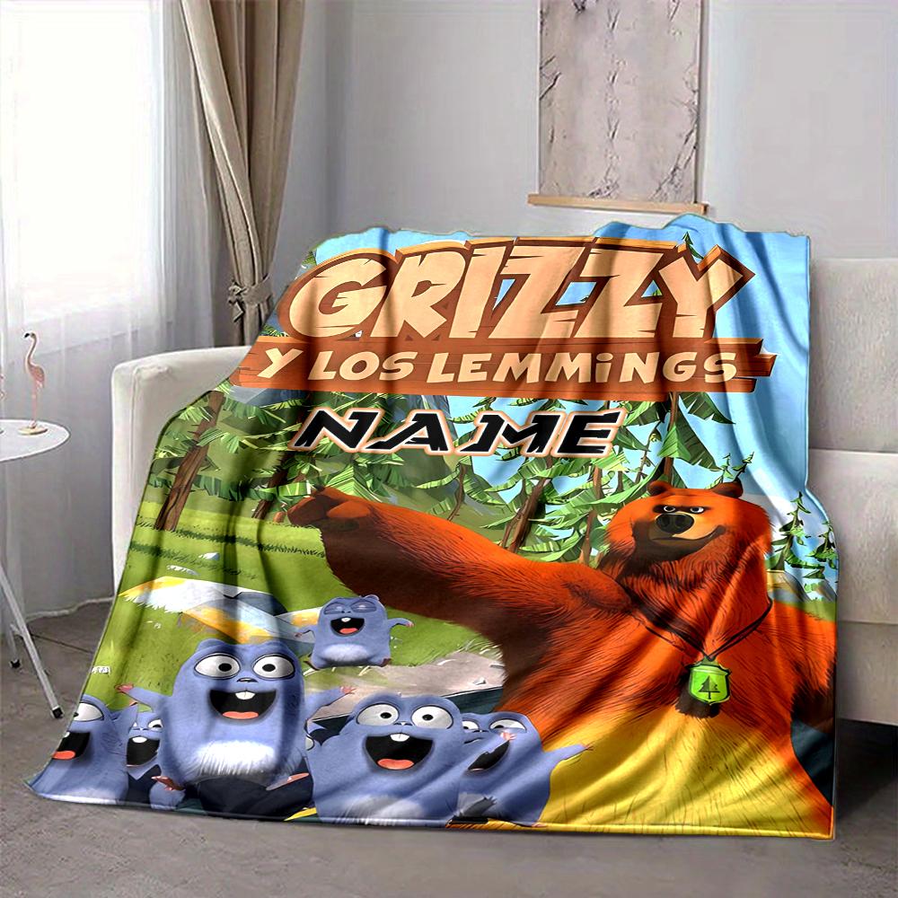 Custom 1pc Grizzly Lemmings Adventure Blanket, Soft And Comfortable Blanket, Casual Warm, Camping Travel Blanket, Birthday Gift Q91269