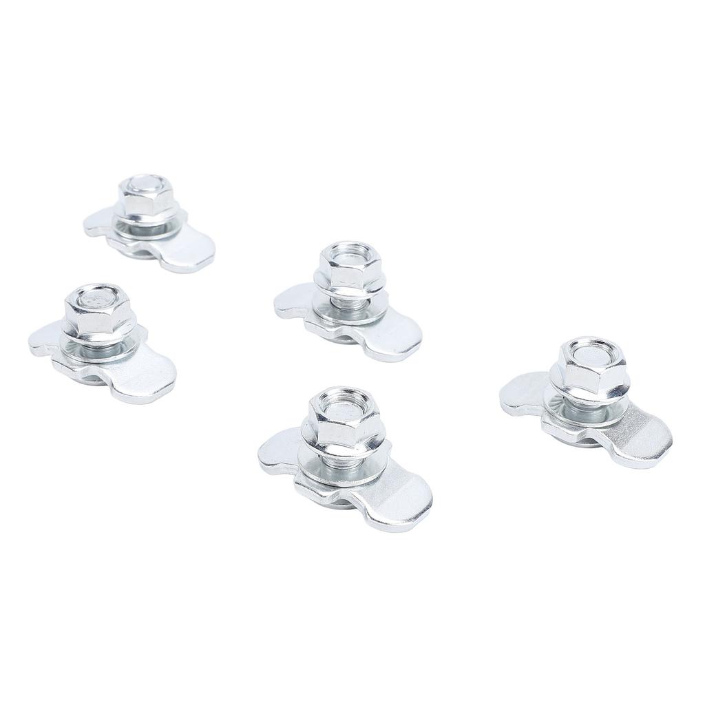 5pcs L Track Double Lug Threaded Stud Nut Fitting M10x20mm for Truck Bed Trailer Cargo Control Pickup RV ATV Silver