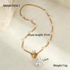 GEMCHIC Women's Baroque Pearl Stainless Steel Necklace Fashion Geometric Design