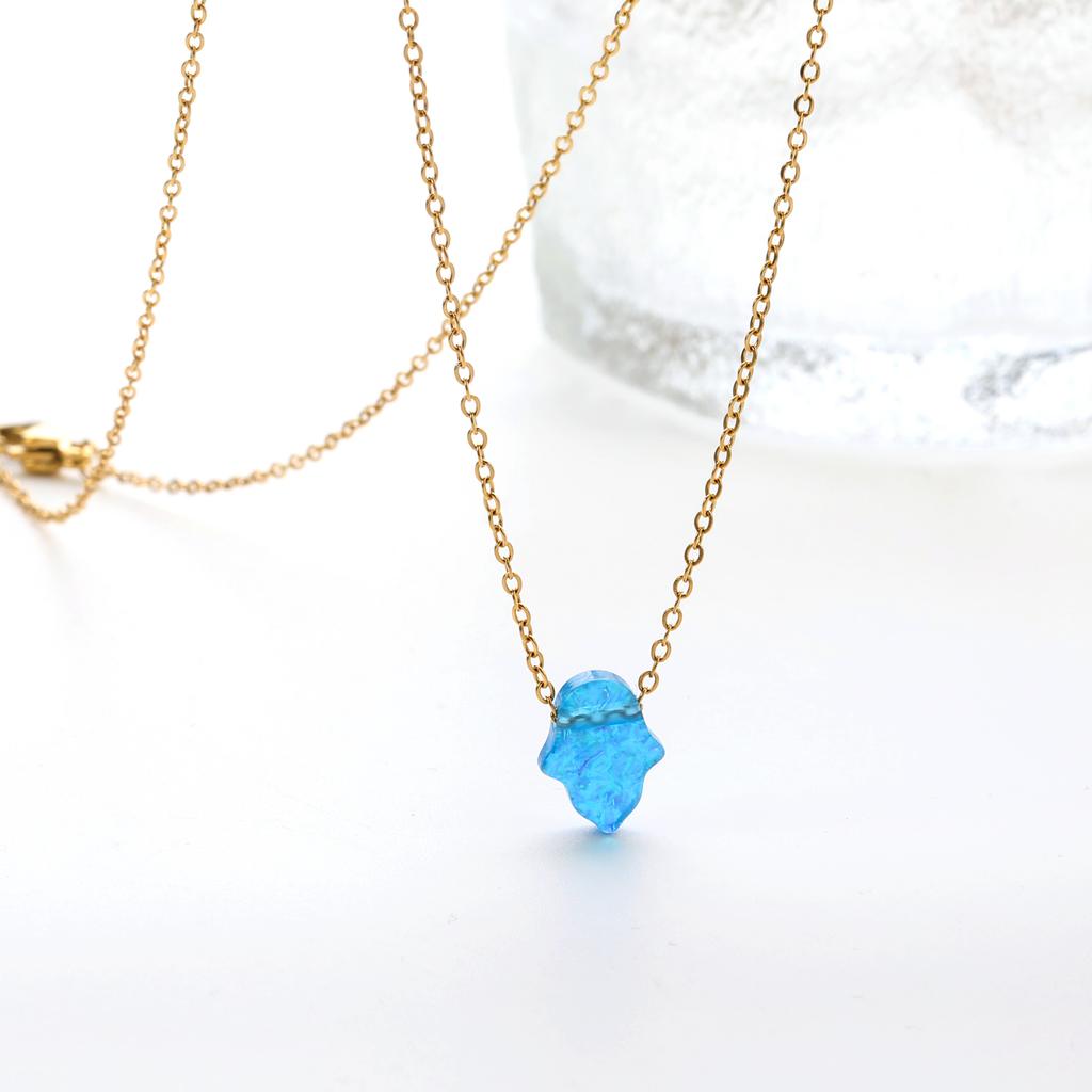 Opal Hamsa Hand Necklace Je Jewelry for Women Gold Color Stainless Steel Choker Chain Pendant Jewelry Wholesale