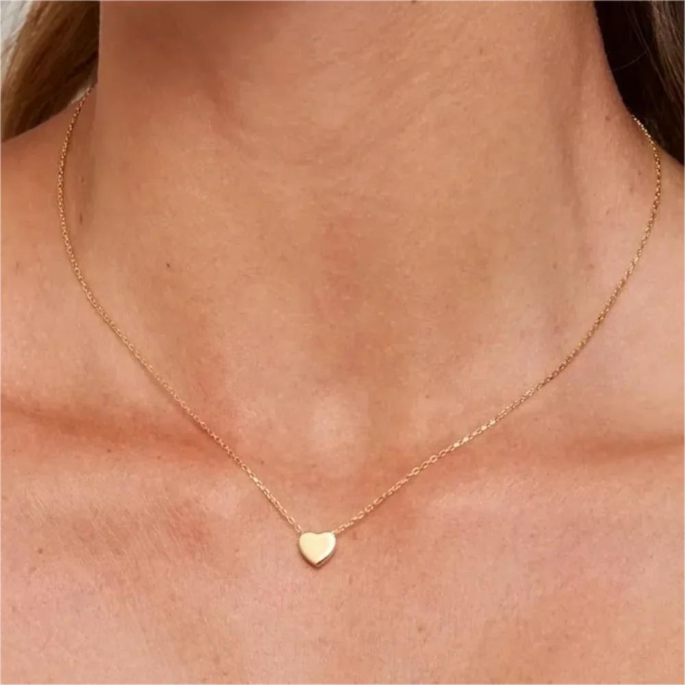 Mariasz Minimalistická Zlatá Barva Nerezová Ocel Srdce Delikátní Klasický Zirkonový Přívěsek Řetízek Odolný Proti Poškrábání Náhrdelník pro Ženy Šperky