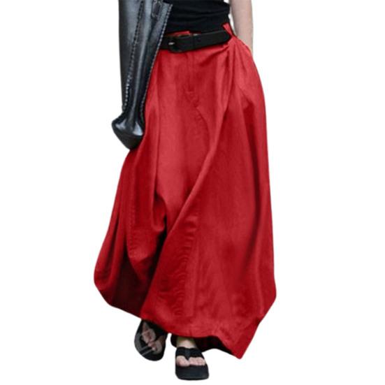High Waist A-Line Ankle-Length Women Skirt Solid Color Office Maxi Skirt Female Clothing