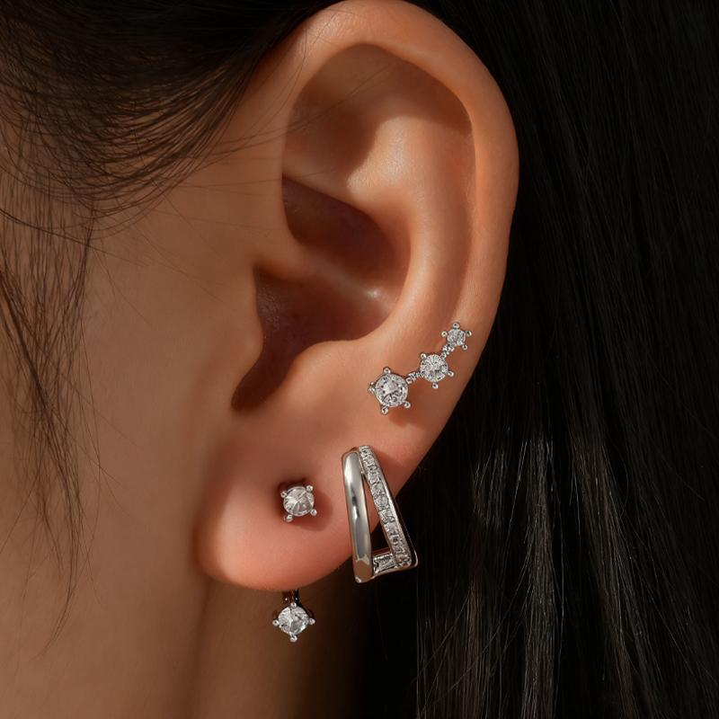 

6 Pcs Fashion Zircon Cartilage Piercing Earrings Set for Women Fashion Copper Huggies Hoop Earring Daily Party Jewelry Gift 2026