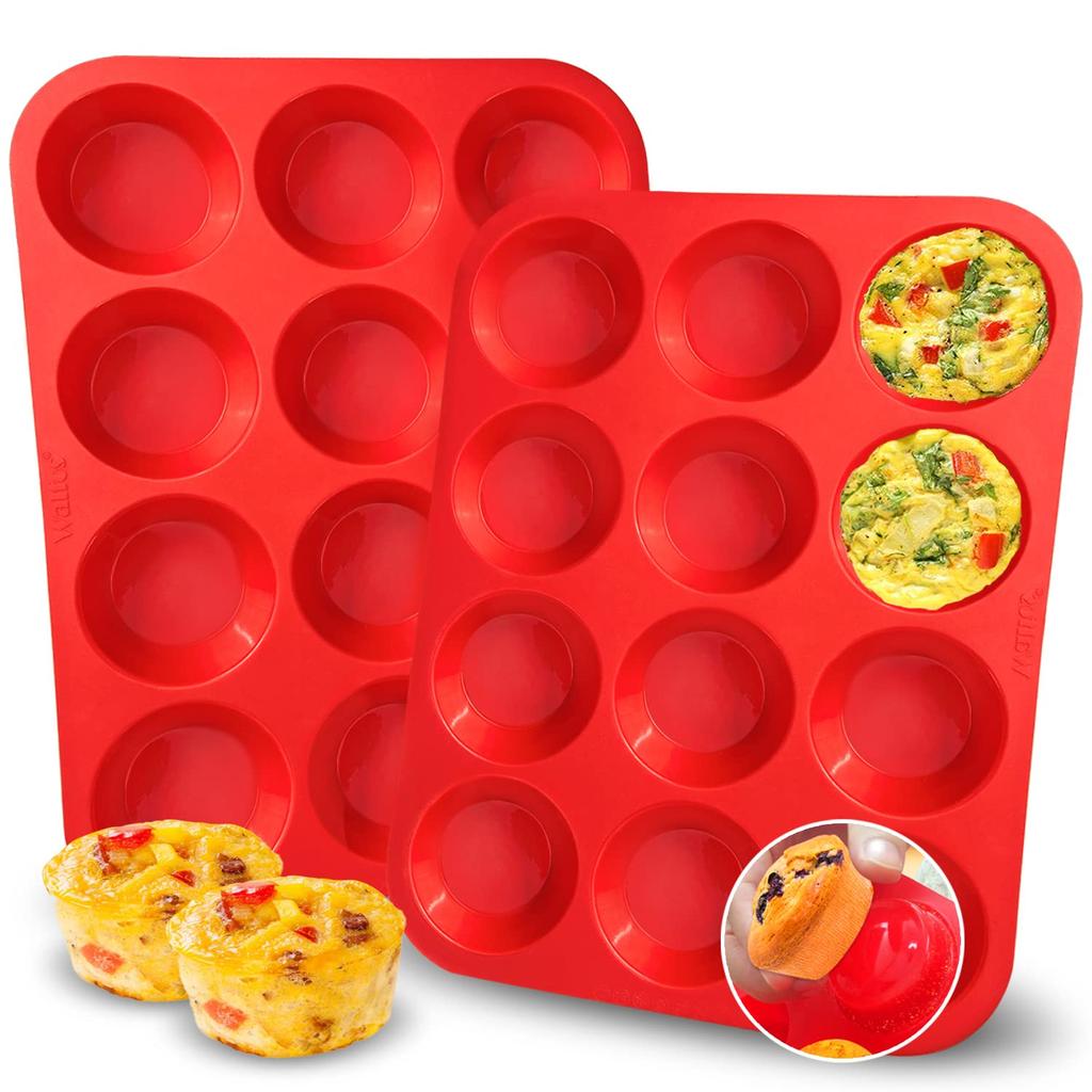 Silicone Muffin Pan 12 Cups Cupcake Tray Non-Stick Silicone Baking Molds For Making Muffin Cakes Cupcake Chocolate Bread Tart