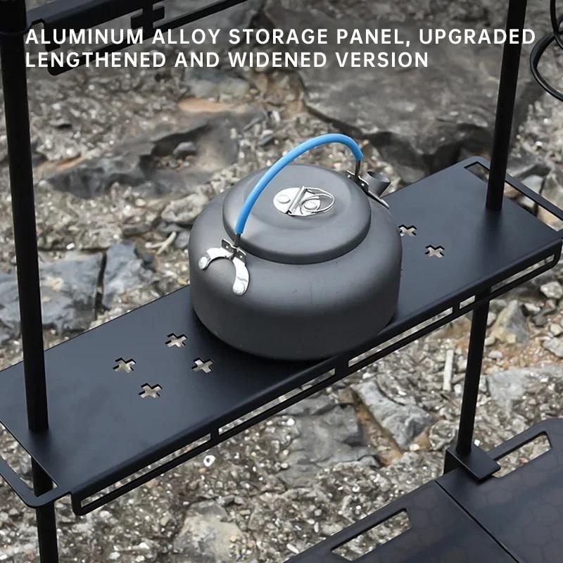 Outdoor Lightweight Aluminum Alloy Storage Rack, 2-layer Camping Table Stand, Picnic and Barbecue Tableware Storage Rack
