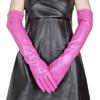Lady Winter Women Warm Full Finger Touch Screen PU Leather Mitten Female Silky Inside Long Dress Etiquette Elbow Glove G203