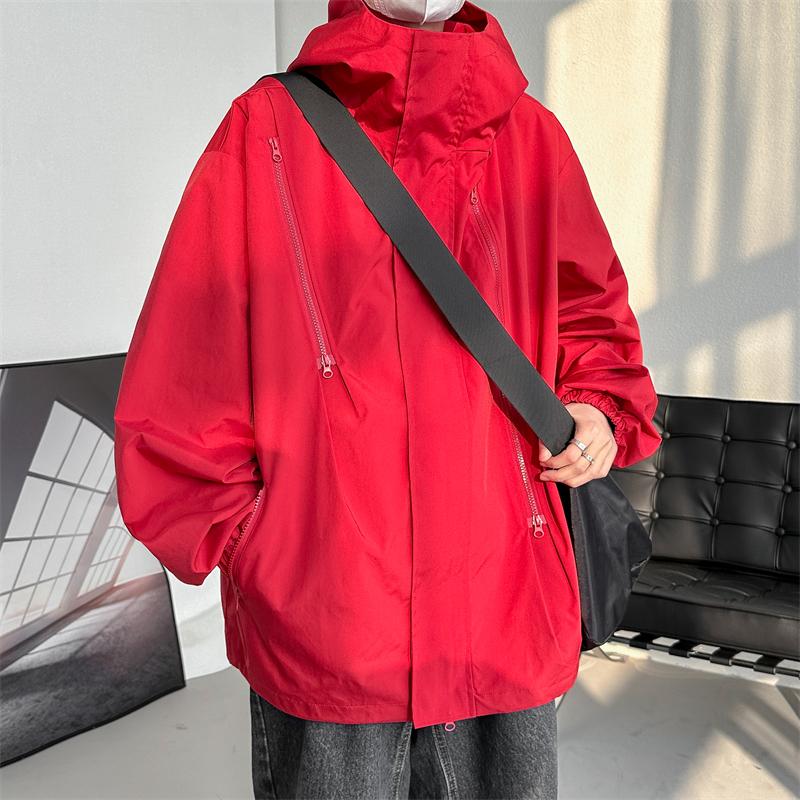 New Simple Jacket Men's Jacket Top Outdoor Casual Hooded Three-proof Multi-zipper Jacket Mountaineering Zipper Jacket