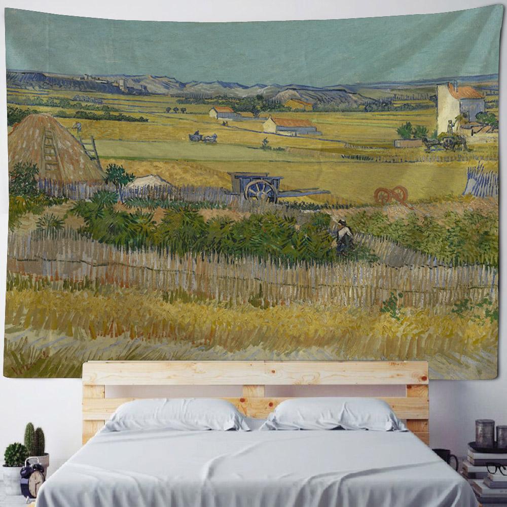 Vintage Tapestry, Art Poster, Lotus Wall Hanging, Van Gogh Oil Painting, Aesthetic Tapestry, Living Room And Bedroom Decoration