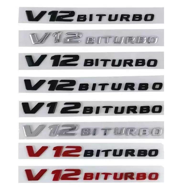 Compatible Mercedes-Benz V8 BITURBO Side Badges for C63, G63, S65, V12 Turbocharged Fender Emblem Letters.