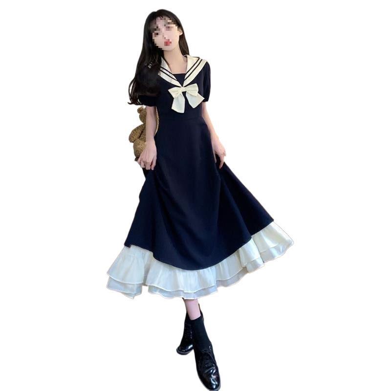 Plus Size Summer Puff Sleeve Bowknot A-line Dress