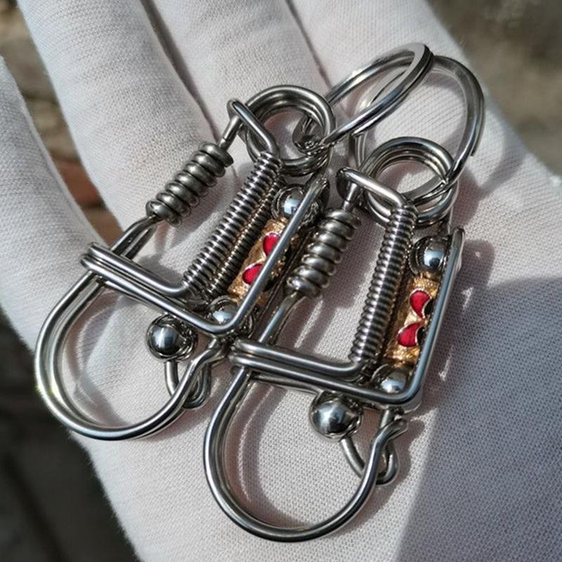 Stainless Steel Handicraft Key Card Bag Ring Buckle Pendant Matte Color Bead Trinket Car Keyring Creative Gift Small Decoration